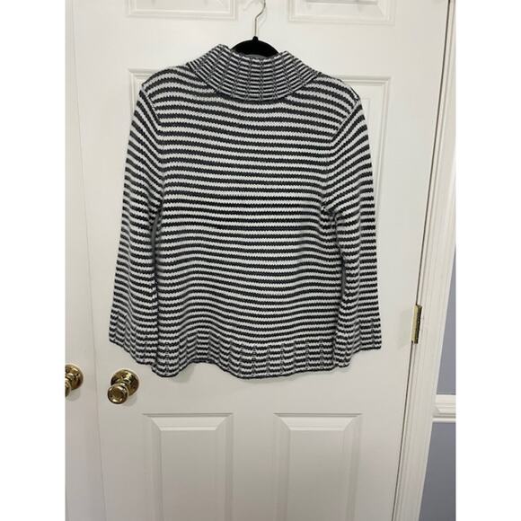 Talbots Striped Merino Lambs Angora Angora Dark Gray Cardigan Size LARGE Classic - Picture 2 of 3